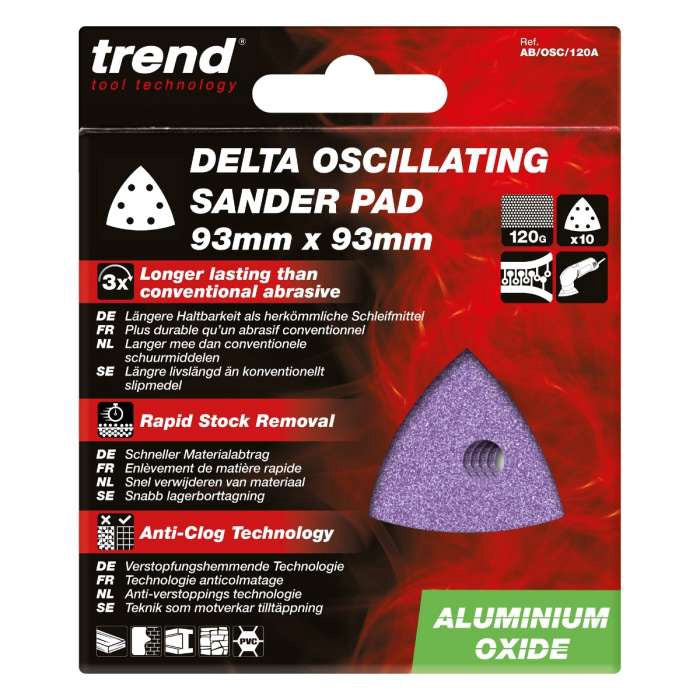 Trend Aluminium Oxide Delta Sanding Sheet 120 Grit 93mm 10pc AB/OSC/120A