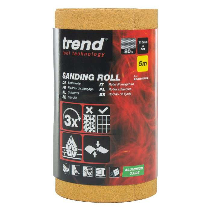 Trend Aluminium Oxide Sanding Roll 115mm x 5m 80 Grit AB/R115/80A