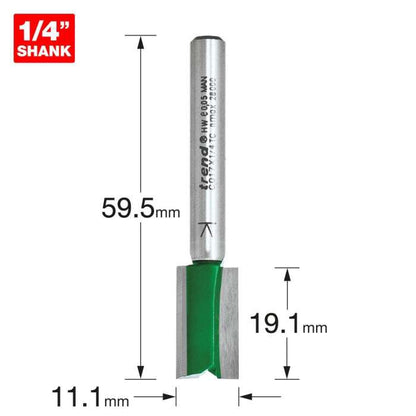 Trend Two Flute Straight Cutter 11.1mm Dia. x 19.1mm Cut C017X1/4TC