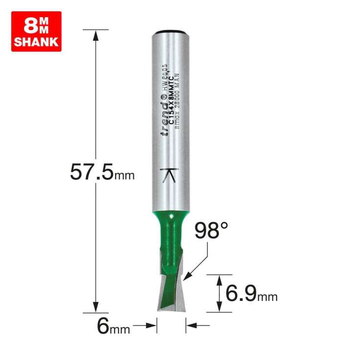 TREND C154X8MMTC DOVETAIL 6.0MM DIAMETER X 98 DEGREES TWO FLUTE