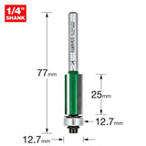 Trend 12.7mm Dia. x 25mm Cut Bearing Guided Three Flute Trimmer C205X1/4TC