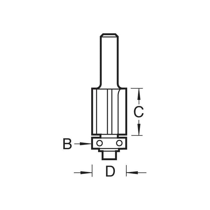 Trend 12.7mm Dia. x 25mm Cut Bearing Guided Three Flute Trimmer C205X1/4TC