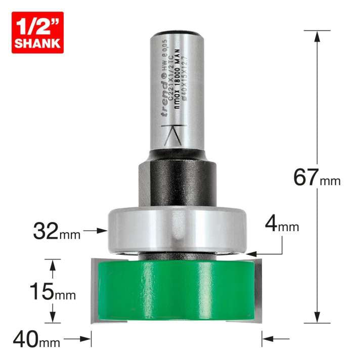 Trend Intumescent Recesser Cutter 15mm x 40mm C221X1/2TC