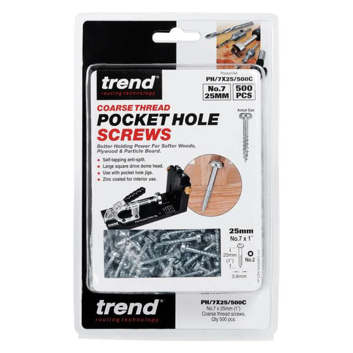 Trend Pocket Hole Screw Coarse Thread No7x25mm PH/7X25/500C