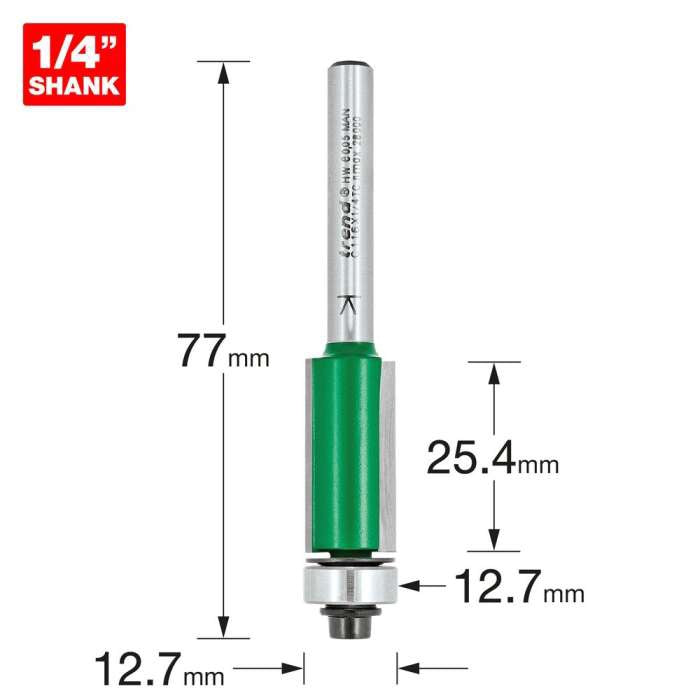 Trend 12.7mm Dia. x 25.4mm Cut Self Guided Trimmer C116X1/4TC