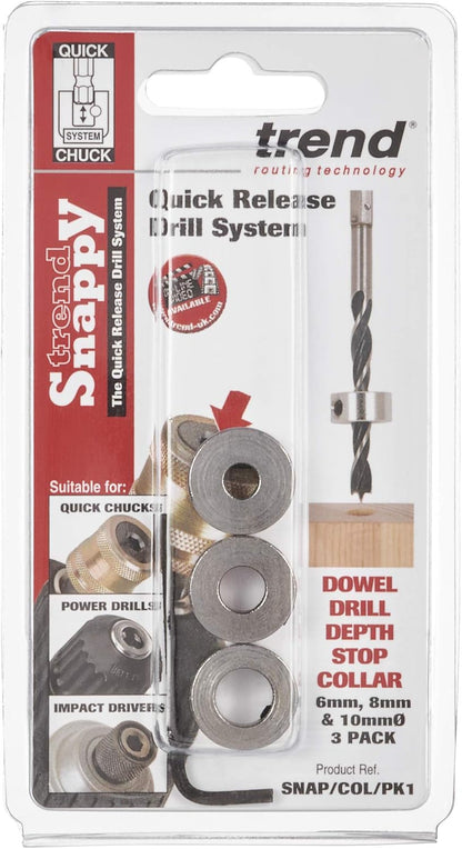 Trend Snappy Drill Depth Collar Pack 6/8/10mm SNAP/COL/PK1