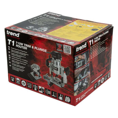 Trend T1EPS 1/4" Electric Trim & Plunge Router Kit 240V/710W