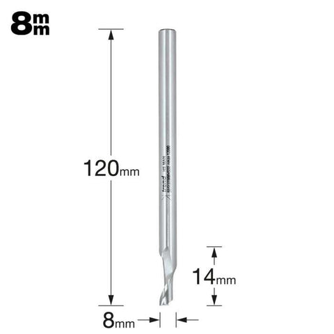 TREND TRE50518HSE HELICAL PLUNGE BIT 8MM DIAMETER X 8MM SHANK HSSE 50/51x8mmhsse