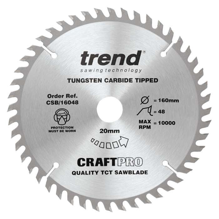 Trend Wood Circular Craft Trimming Crosscut Saw Blade 160mm x 20mm x 48T CSB/16048