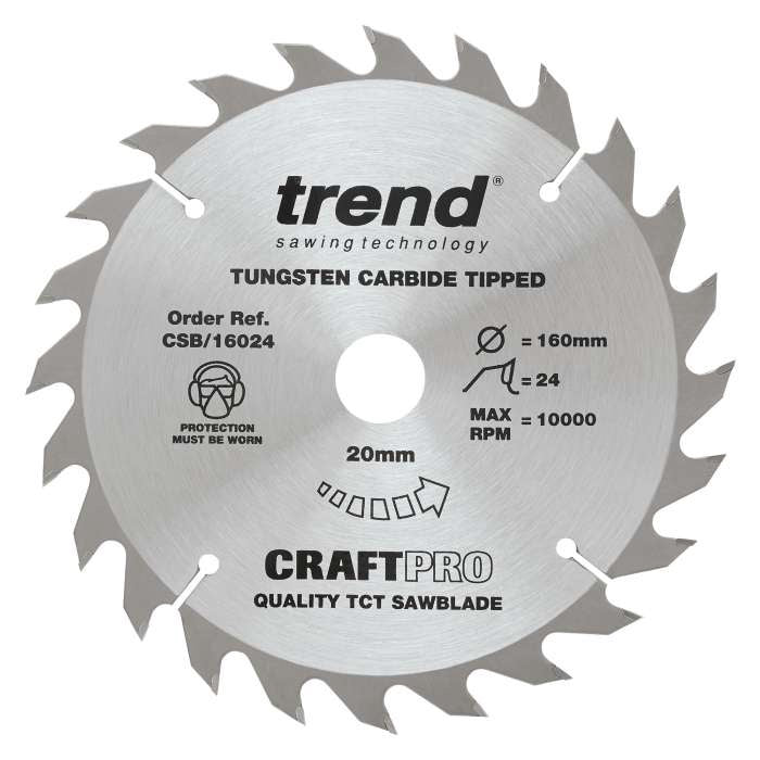Trend Wood Circular Saw Blade 160mm x 20mm x 24T CSB/16024