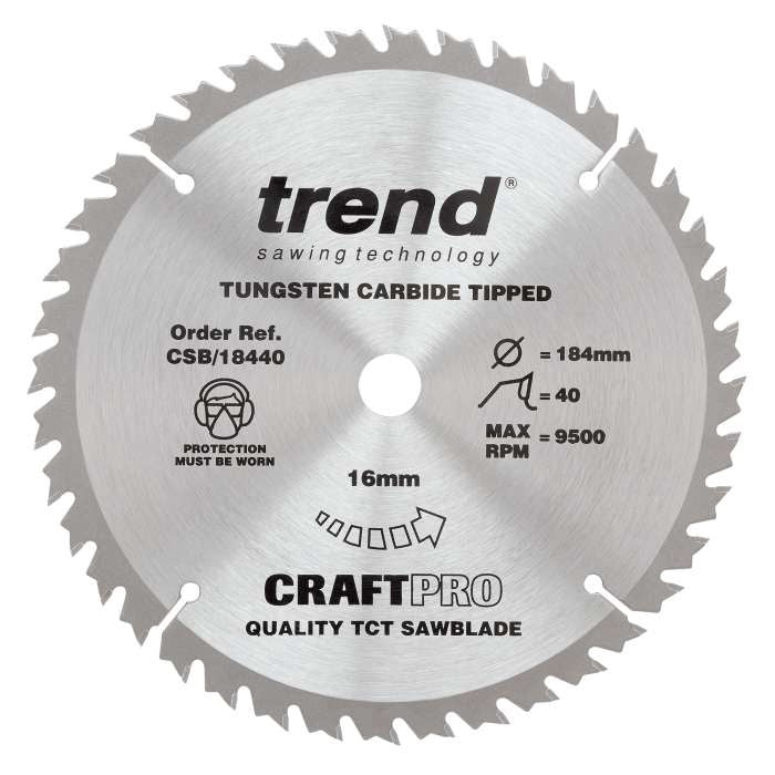 Trend Wood Circular Saw Blade 184mm x 16mm x 40T CSB/18440