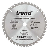 Trend Wood Circular Saw Blade 184mm x 16mm x 40T CSB/18440