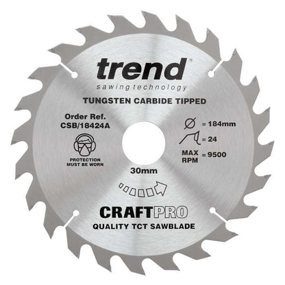 Trend Wood Circular Craft General Purpose Saw Blade 184mm x 30mm x 24T CSB/18424A