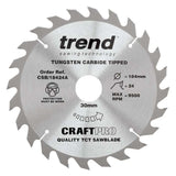 Trend Wood Circular Craft General Purpose Saw Blade 184mm x 30mm x 24T CSB/18424A