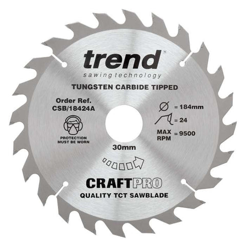 Trend Wood Circular Craft General Purpose Saw Blade 184mm x 30mm x 24T CSB/18424A