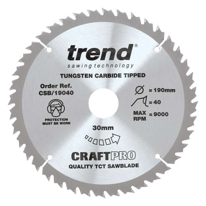 Trend Wood Circular Saw Blade 190mm x 30mm x 24/40/60T, 3 Pack CSB/190/3PK