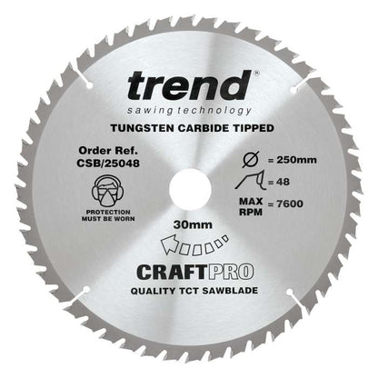 Trend Wood Circular Saw Blade 250mm x 30mm x 48/60/84T, 3 Pack CSB/250/3PK