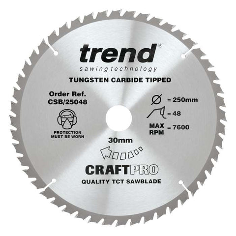 Trend Wood Circular Saw Blade 250mm x 30mm x 48/60/84T, 3 Pack CSB/250/3PK