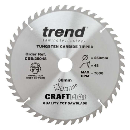 Trend Wood Circular Craft Combination Saw Blade 250mm x 30mm x 48T CSB/25048
