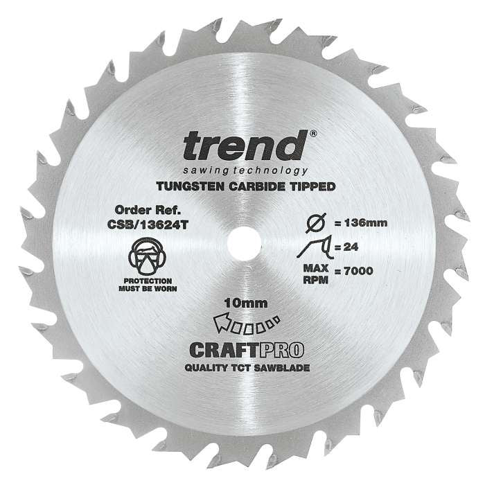 Trend Wood Cordless Circular Craft Thin Kerf Saw Blade 136mm x 10mm x 24T CSB/13624T