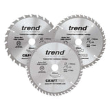 Trend Wood Cordless Circular Saw Blade 165mm x 20mm x 24/40/52T, 3 Pack CSB/165/3PK/B