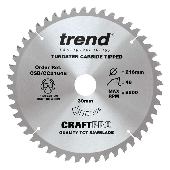 Trend Wood Mitre Saw Blade 216mm x 30mm x 24/48/60T, 3 Pack CSB/CC216/3PK