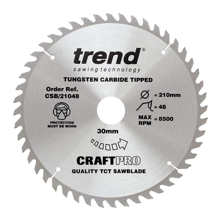 Trend Wood Mitre Craft Crosscut Saw Blade 210mm x 30mm x 48T CSB/CC21048