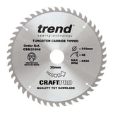Trend Wood Mitre Craft Crosscut Saw Blade 210mm x 30mm x 48T CSB/CC21048
