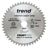 Trend Wood Mitre Craft Crosscut Saw Blade 216mm x 30mm x 48T CSB/CC21648