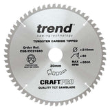 Trend Wood Mitre Craft Crosscut Saw Blade 216mm x 30mm x 60T CSB/CC21660