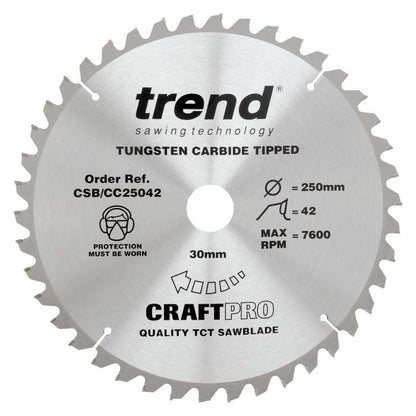 Trend Wood Mitre Saw Blade 250mm x 30mm x 42T CSB/CC25042