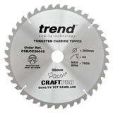 Trend Wood Mitre Craft Crosscut Saw Blade 260mm x 30mm x 42T CSB/CC26042