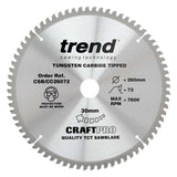 Trend Wood Mitre Saw Blade 260mm x 30mm x 72T CSB/CC26072