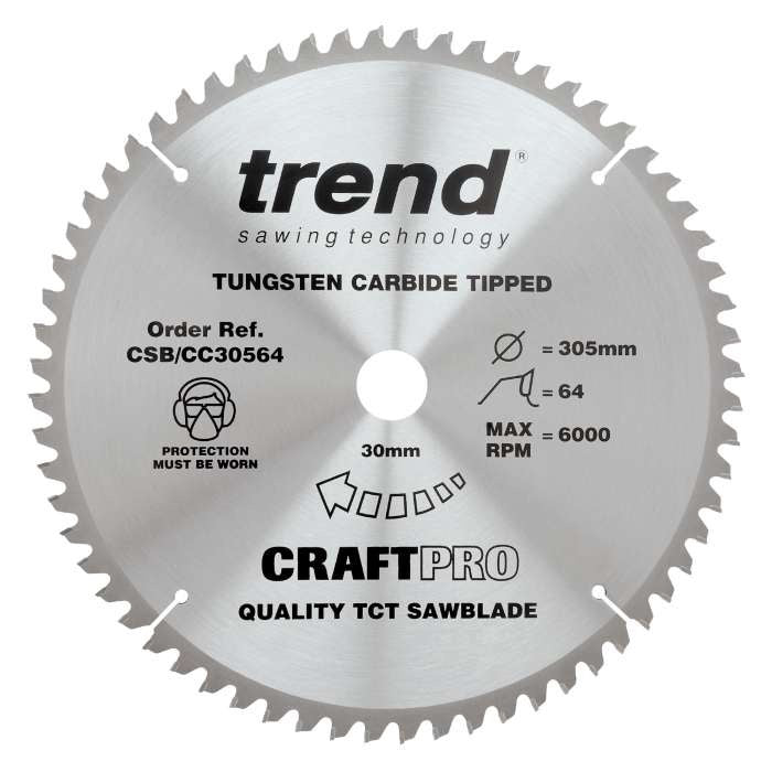 Trend Wood Mitre Craft Crosscut Saw Blade 305mm x 30mm x 64T CSB/CC30564