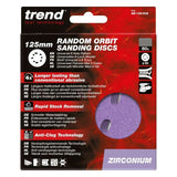 Trend Zirconium Random Orbital 8-Hole Sanding Disc 10pc 125mm 80 grit AB/125/80Z