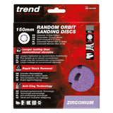 Trend Zirconium Random Orbital Sanding Disc 10pc 150mm 40 grit AB/150/40Z