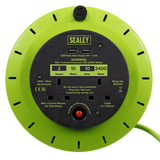Sealey BCR10G 10m Cassette Type Cable Reel Green with Thermal Trip 2 x 230V and 2 x USB