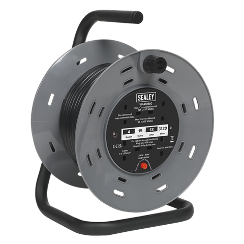 Sealey BCR153T 15m Cable Reel with Thermal Trip 4 x 230V