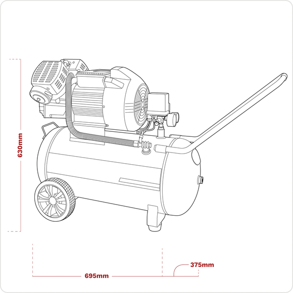 Sealey SAC5030VE 50L V-Twin Direct Drive Air Compressor 230V