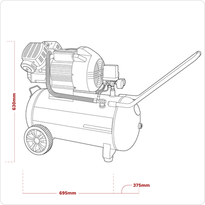 Sealey SAC5030VE 50L V-Twin Direct Drive Air Compressor 230V