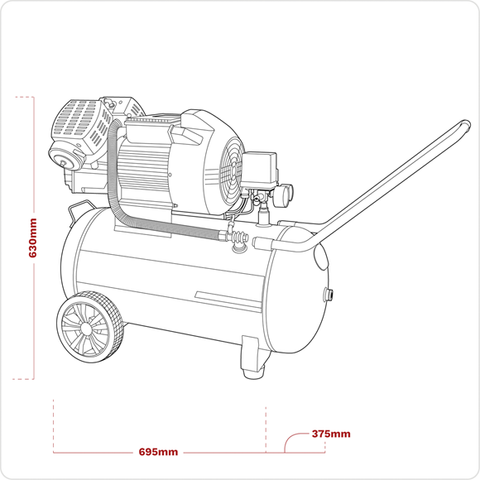 Sealey SAC5030VE 50L V-Twin Direct Drive Air Compressor 230V