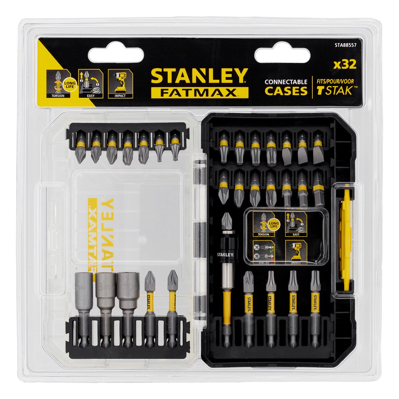 Stanley Impact Torsion Bit Set in Multi-Stack Case 32 Pieces STA88557