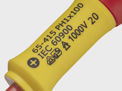 Stanley PH1 x 100mm FatMax VDE Insulated Screwdriver Phillips Tip STA065415
