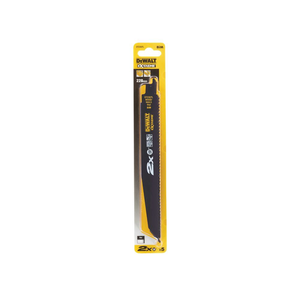 DeWalt 228mm 6TPI Wood & Nail Reciprocating Blades DT2307L-QZ Pack of 5