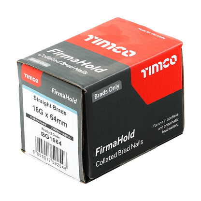 FirmaHold 64mm 16 Gauge 2000 Straight Collated Brad Nails BG1664