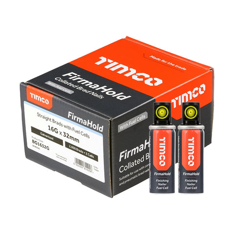 FirmaHold 32mm 16 Gauge 2000 Straight Collated Brad Nails With 2 Fuel Cells BG1632G