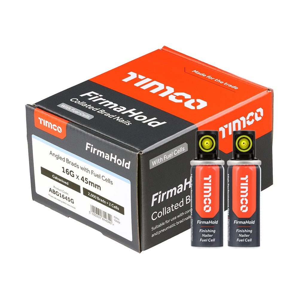 FirmaHold 45mm 16 Gauge 2000 Angled Collated Brad Nails With 2 Fuel Cells ABG1645G