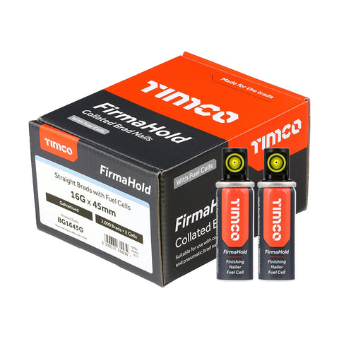 FirmaHold 45mm 16 Gauge 2000 Straight Collated Brad Nails With 2 Fuel Cells BG1645G