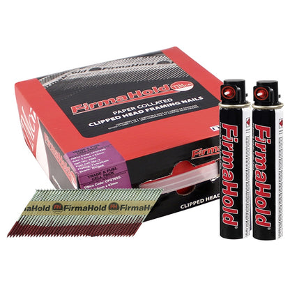 FirmaHold 75mm Galv Ring Shank Collated Clipped Head Nails With 2 Fuel Cells Pack of 2200 CFGT75G