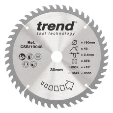 Trend CSB/19060 - Trend Wood Circular Saw Blade 190mm x 30mm x 60T